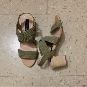 Steven by Steve Madden Green Bandage Block Heels